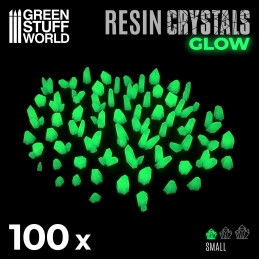 Cristaux de Résine VERTS GLOW - Petits | Bits en résine Transparente