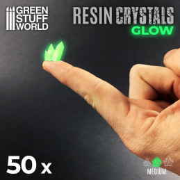 Cristaux de Résine VERTS GLOW - Moyen | Bits en résine Transparente