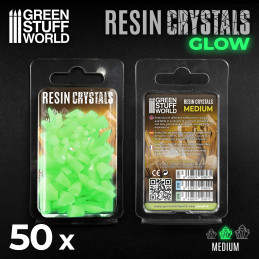 Cristaux de Résine VERTS GLOW - Moyen | Bits en résine Transparente