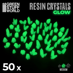 Cristaux de Résine VERTS GLOW - Moyen | Bits en résine Transparente