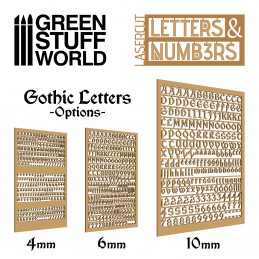 Letras y números 6 mm GOTICOS
