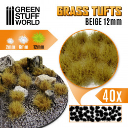 Touffes d'herbe - 12mm - Auto-Adhésif - BEIGE | Touffes herbe 12 mm