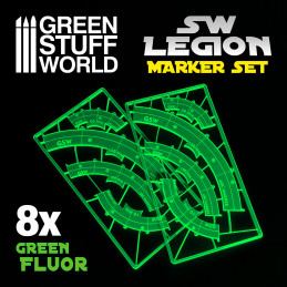 Set of an arc-shaped line of fire markers for Star Wars Legion - GREEN FLUOR