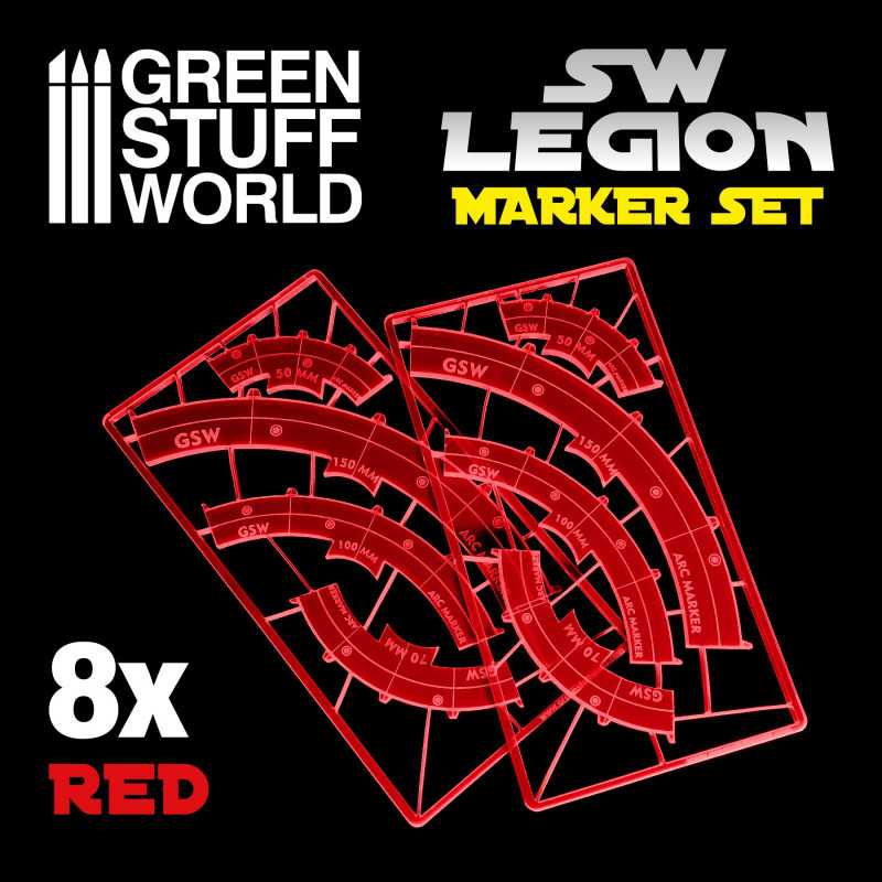 Legion arc-shaped line of fire markers - RED | Markers and gaming rulers