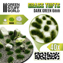 Grass TUFTS - 6mm self-adhesive - DARK GREEN | 6 mm Grass Tufts
