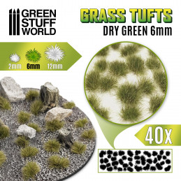 Grass TUFTS - 6mm self-adhesive - DRY GREEN | 6 mm Grass Tufts