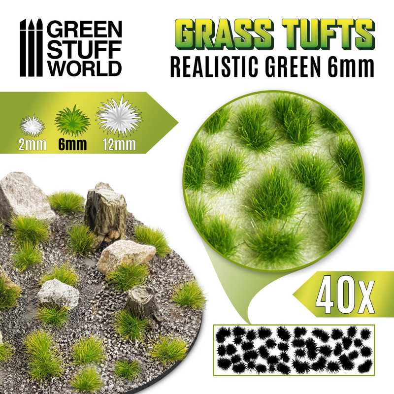 Grasbüschel - Selbstklebend - 6mm - Realistische Grün