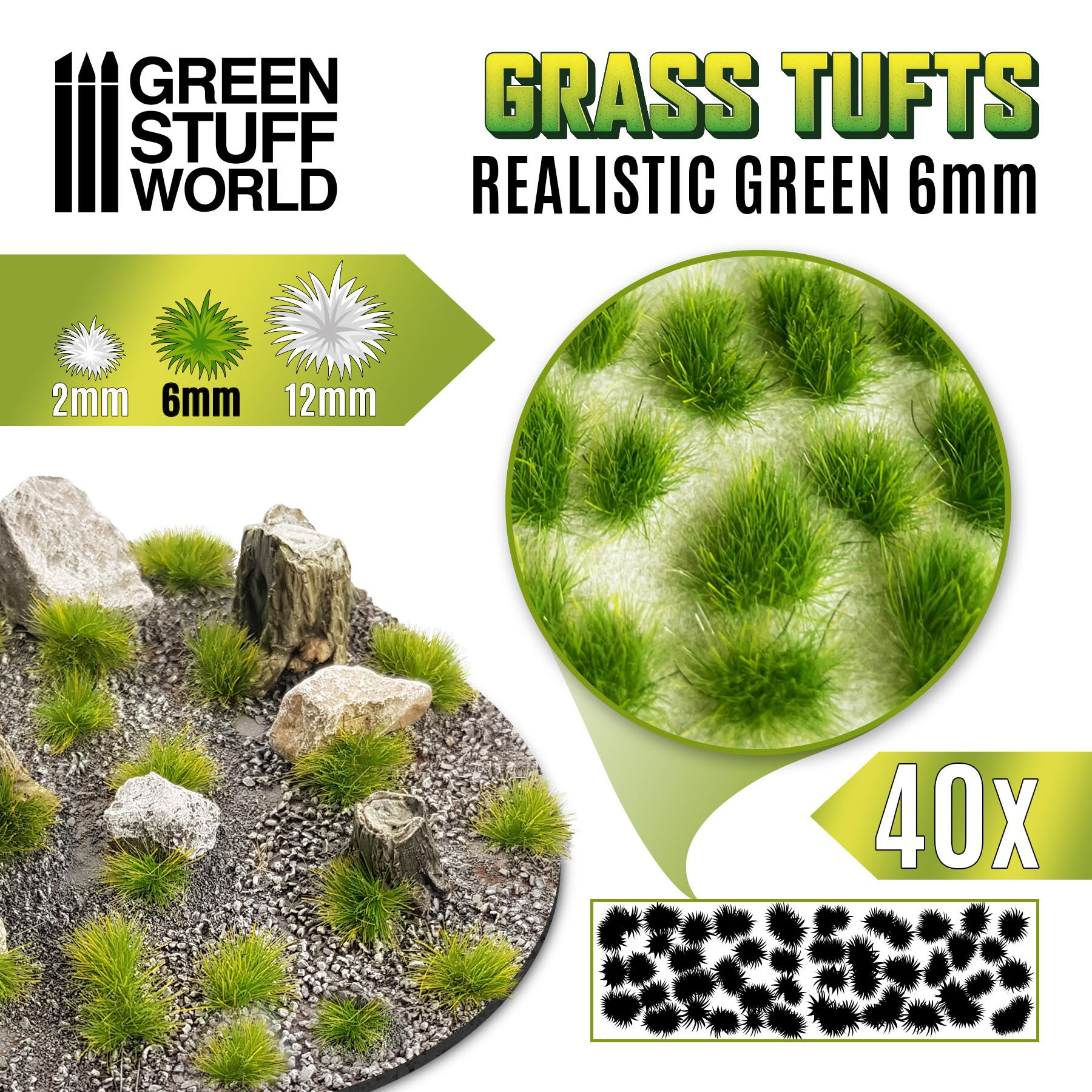 GREEN GRASS 117 PREMIUM Self-Adhesive 6mm Grass Tufts UK-Made Ships FAST from US 