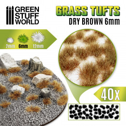 Touffes d'herbe - 6mm - Auto-Adhésif - BRUN SEC | Touffes herbe