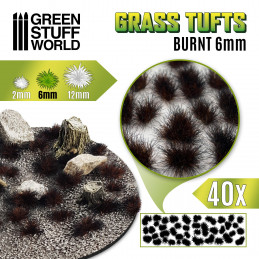 Touffes d'herbe - 6mm - Auto-Adhésif - BRÛLÉ | Touffes herbe 6 mm