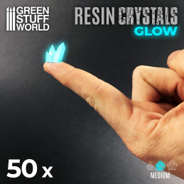 Cristales de Resina AZUL TURQUESA GLOW - Medianos Bits de Resina Transparente