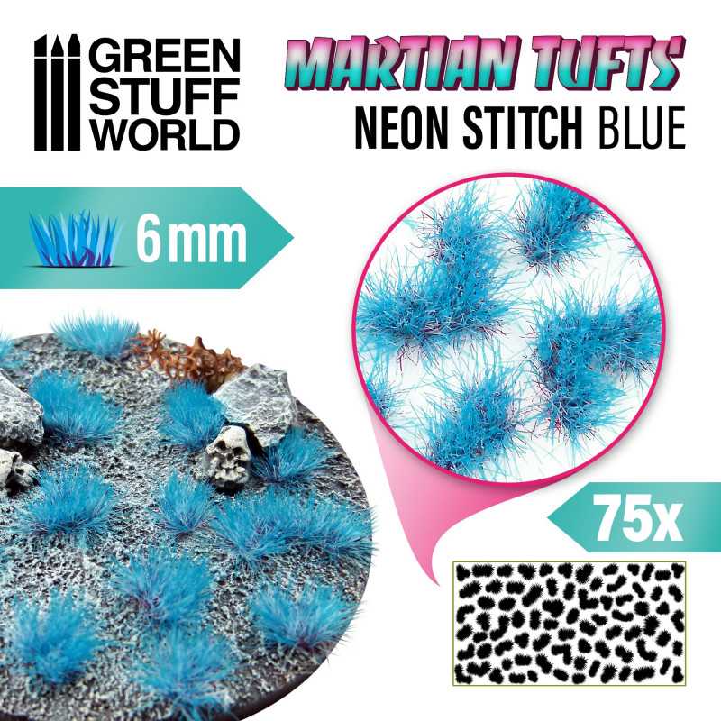 Touffes d'herbe martienne - NEON STITCH BLUE | Touffes Martien Fluorescent