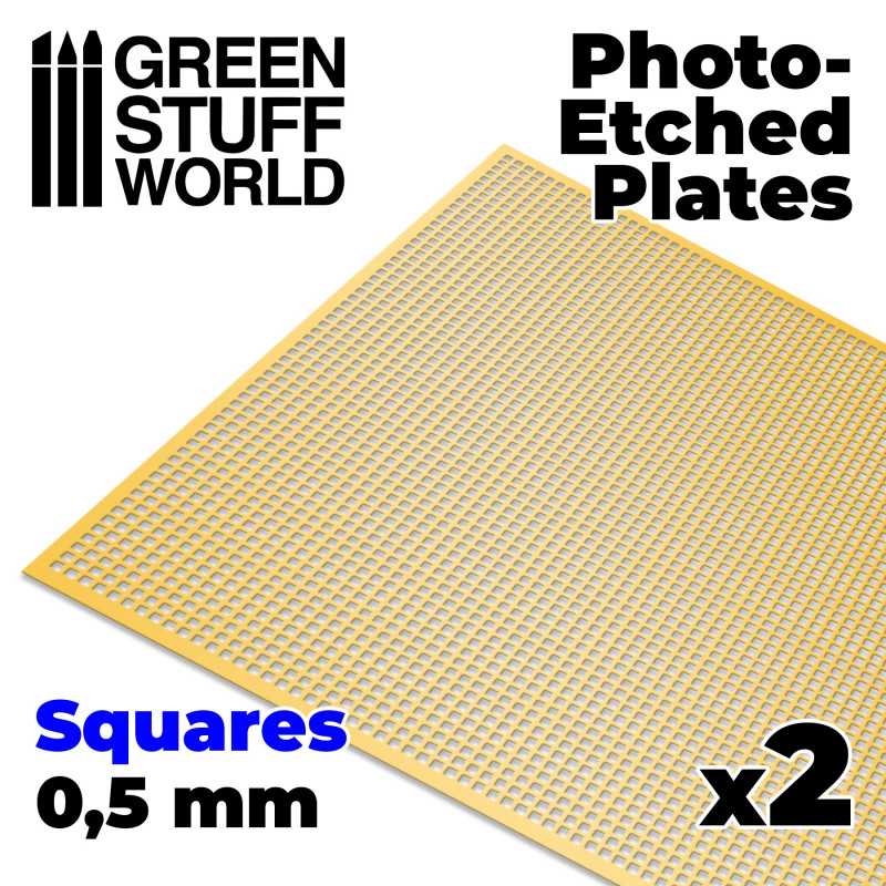Messing-Tiefdruckbleche - Kleine Quadrate | Photogeätzte Blechplatten