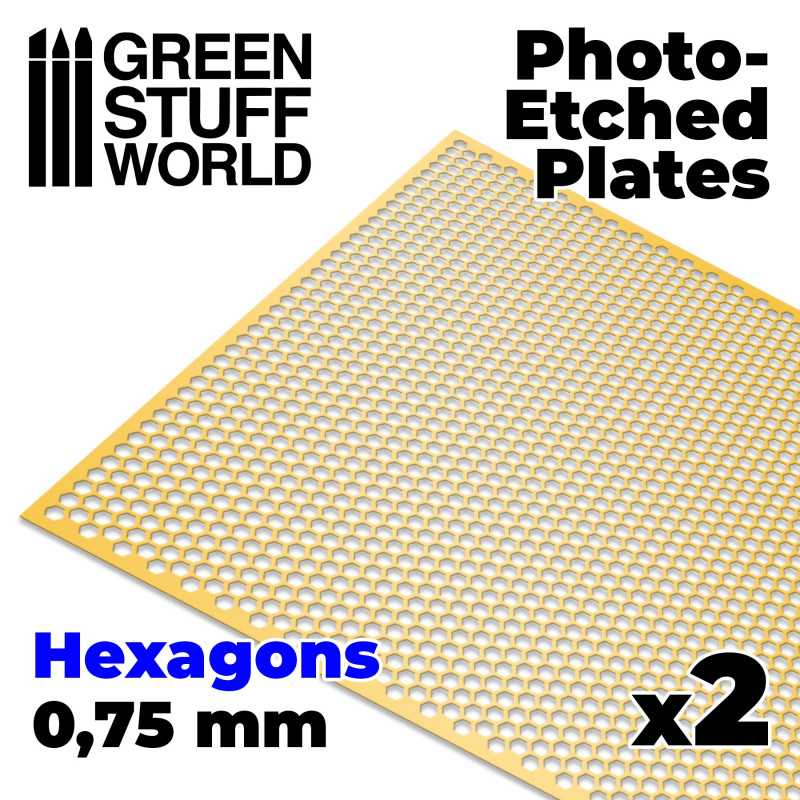 Photo-etched Plates - Medium Hexagons | Photo etch Mesh Plates Photo-etched Plates - Medium Hexagons | Photo etch Mesh Plates