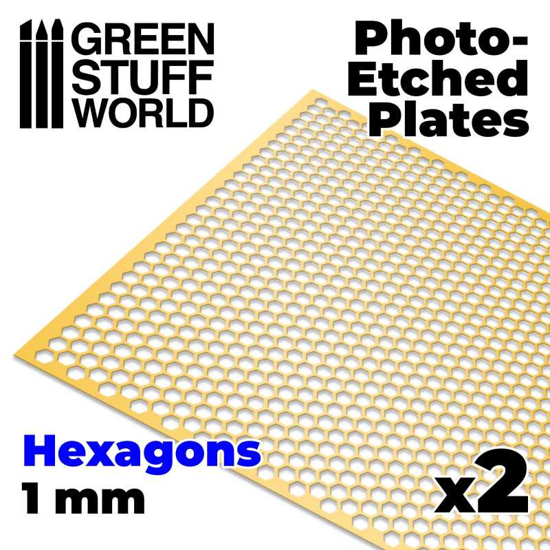 Photo-etched Plates - Large Hexagons | Photo etch Mesh Plates Photo-etched Plates - Large Hexagons | Photo etch Mesh Plates