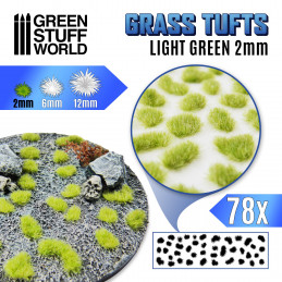 Grass TUFTS - 2mm self-adhesive - Light Green | 2 mm Grass Tufts