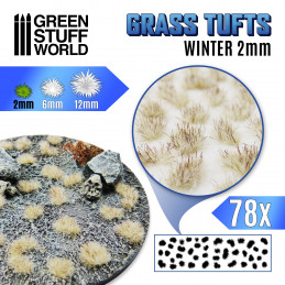Grass TUFTS - 2mm self-adhesive - White Winter | 2 mm Grass Tufts