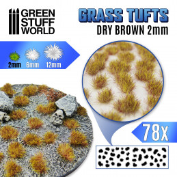 Touffes d'herbe - 2mm - Auto-Adhésif - Brun sec | Touffes herbe 2 mm