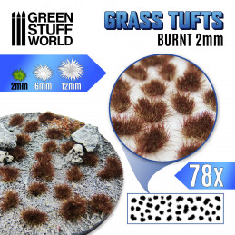 Grass TUFTS - 2mm self-adhesive - Burnt | 2 mm Grass Tufts