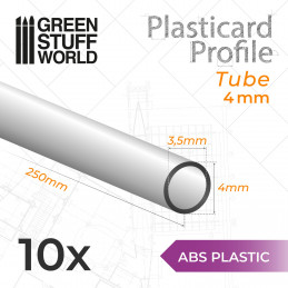 Perfil Plasticard TUBO 4mm Perfiles Redondos