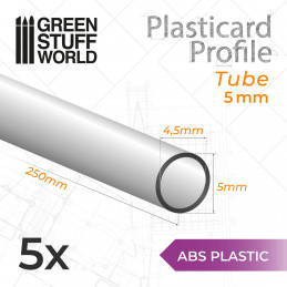 Perfil Plasticard TUBO 5mm Perfiles Redondos