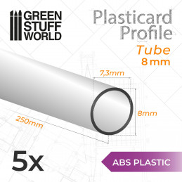 Perfil Plasticard TUBO 8mm Perfiles Redondos