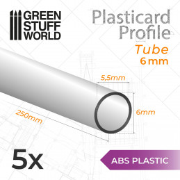 ASA Polystyrol-Profile ROHRPROFIL RUND Plastikcard 6mm | Rundprofil