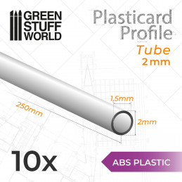 ASA Polystyrol-Profile ROHRPROFIL RUND Plastikcard 2 mm | Rundprofil