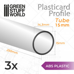 ABS Plasticard - Profile TUBE 15mm PIPELINE | Round Profiles