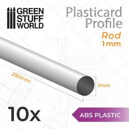 ABS Plasticard - Profile ROD 1mm | Round Profiles