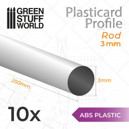 ABS Plasticard - Profile ROD 3 mm | Round Profiles