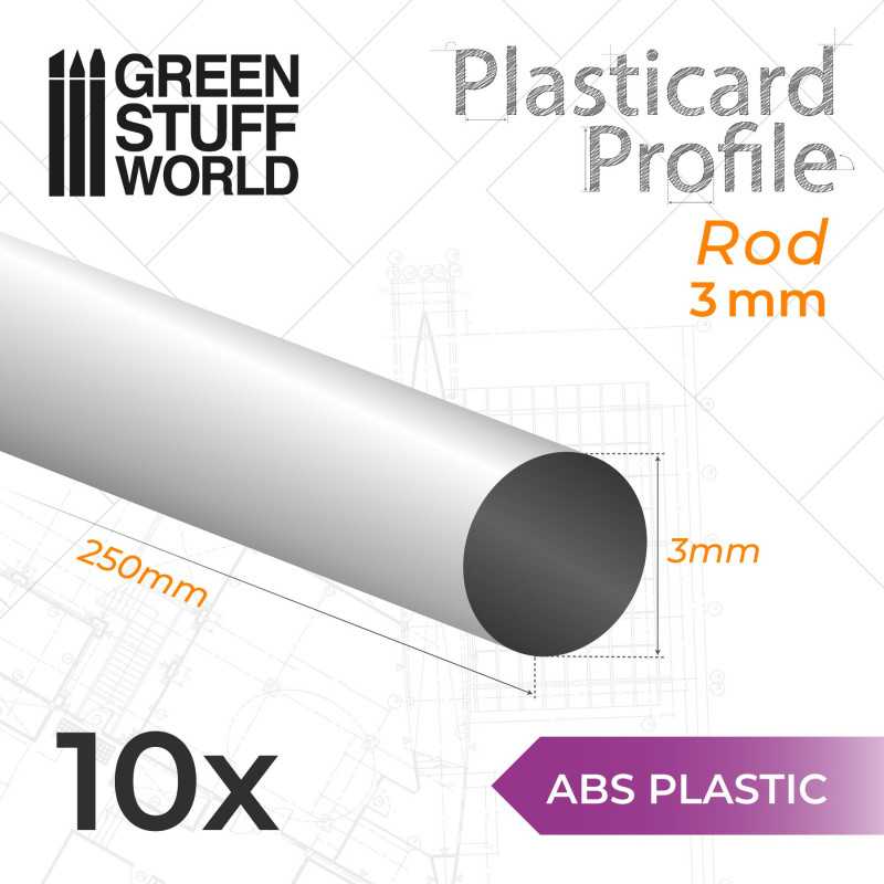 ABS Plasticard - Profile ROD 3 mm | Round Profiles ABS Plasticard - Profile ROD 3 mm | Round Profiles