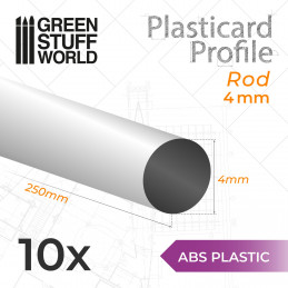 ABS Plasticard - Profile ROD 4mm | Round Profiles