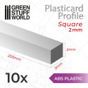 ASA Polystyrol-Profile QUADRAT STÄBE Plastikcard 2mm