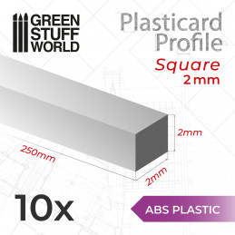 ABS Plasticard - Profile SQUARED ROD 2 mm | Squared profiles