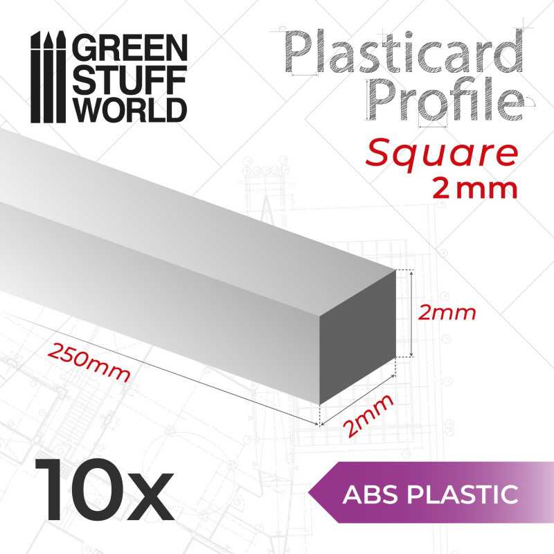 ABS Plasticard - Profile SQUARED ROD 2mm