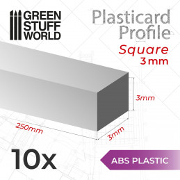 Profilato Plasticard BARRA QUADRATA 3 mm | Profilati Quadrati