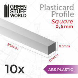 ABS Plasticard - Profile SQUARED ROD 0,5mm | Squared profiles