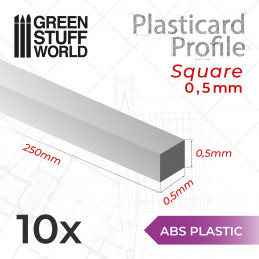 Perfil Plasticard BARRA QUADRATA 0,5mm