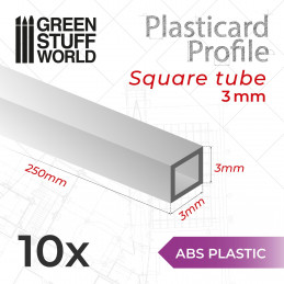 Plasticard PROFILÉ TUBE CARRÉE 3 mm | Profilé Carrée