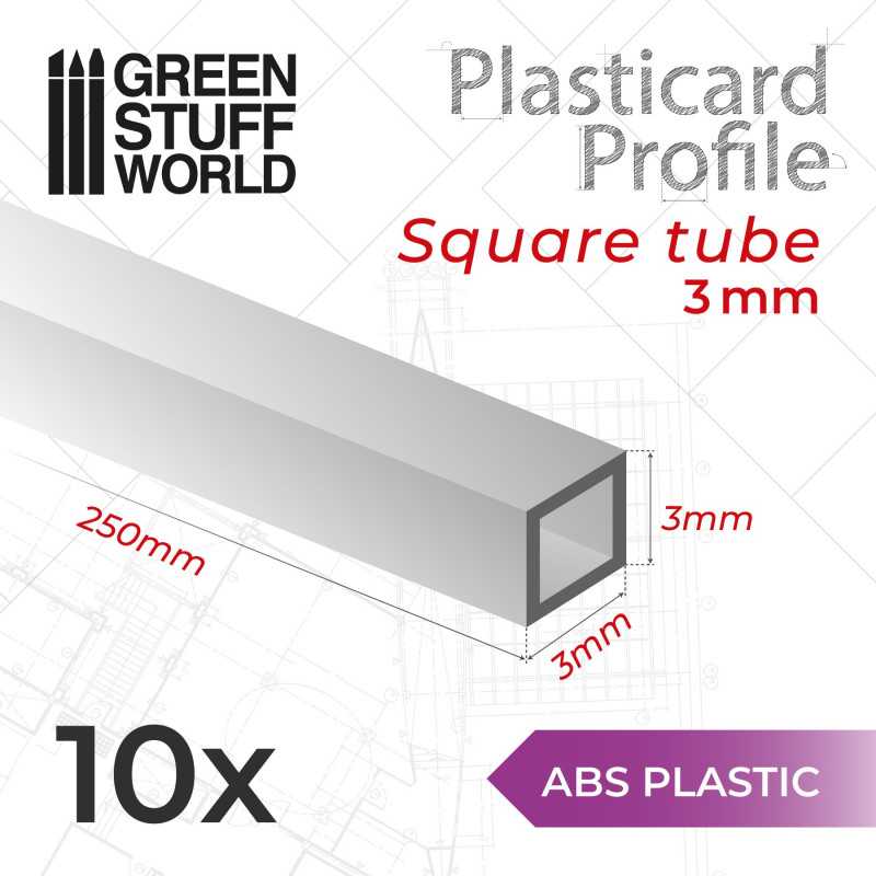 ASA Polystyrol-Profile ROHRPROFIL QUADRAT Plastikcard 3 mm | Quadratprofil