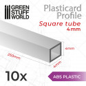 ASA Polystyrol-Profile ROHRPROFIL QUADRAT Plastikcard 4mm
