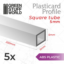 Perfil Plasticard TUBO CUADRADO 5mm Perfiles Cuadrados