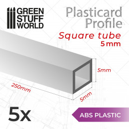 Profilato Plasticard TUBO QUADRATO 5mm | Tubi quadrati 5mm