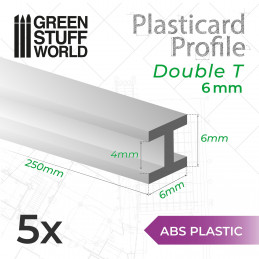 Perfil Plasticard en H 6mm (Viga) Otros Perfiles