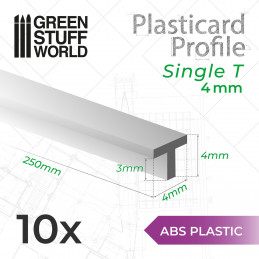 Perfil Plasticard Perfil-T 4mm