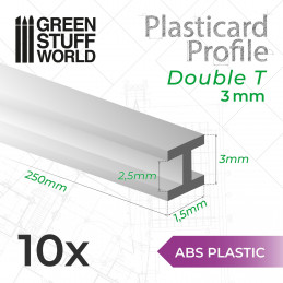 ASA Polystyrol-Profile DOPPEL-T Plastikcard 3 mm | andere Profile