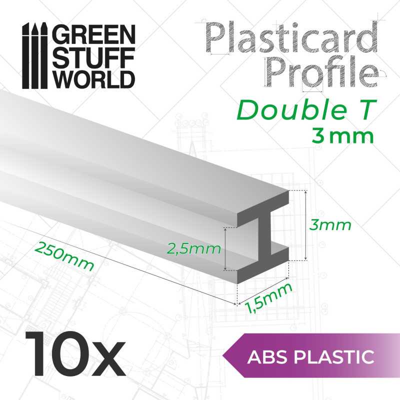 ABS Plasticard - Profile DOUBLE-T 3 mm | Other Profiles ABS Plasticard - Profile DOUBLE-T 3 mm | Other Profiles