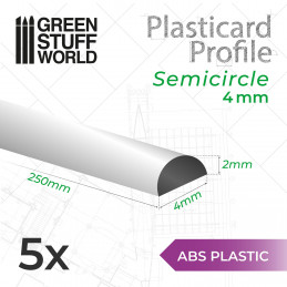 Perfil Plasticard SEMICIRCULO 4mm Otros Perfiles