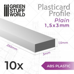 Perfil Plasticard TIRAS PLANAS 3mm